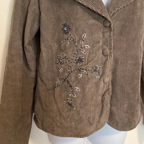 Grazia Corduroy Beaded Button Front Blazer - Picture 2 of 7